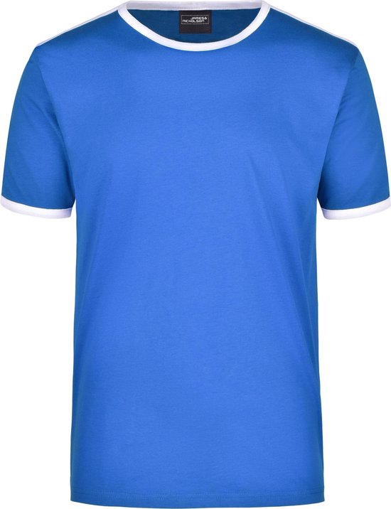 Blauw met wit heren t-shirt XL