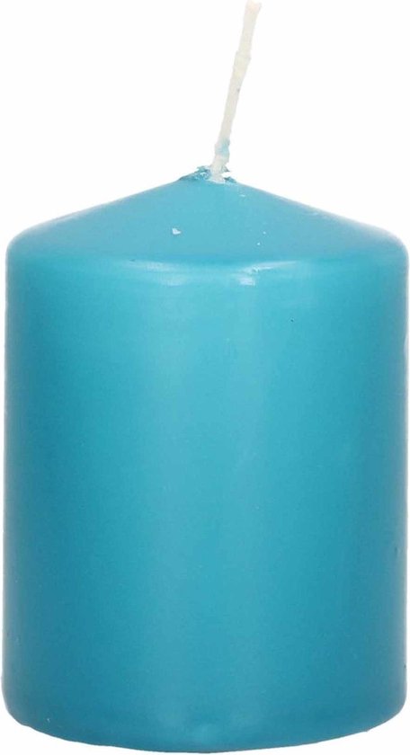 flexibel agentschap Purper 4x Turquoise blauwe cilinderkaarsen/stompkaarsen 6 x 8 cm 29 branduren -  Geurloze... | bol.com