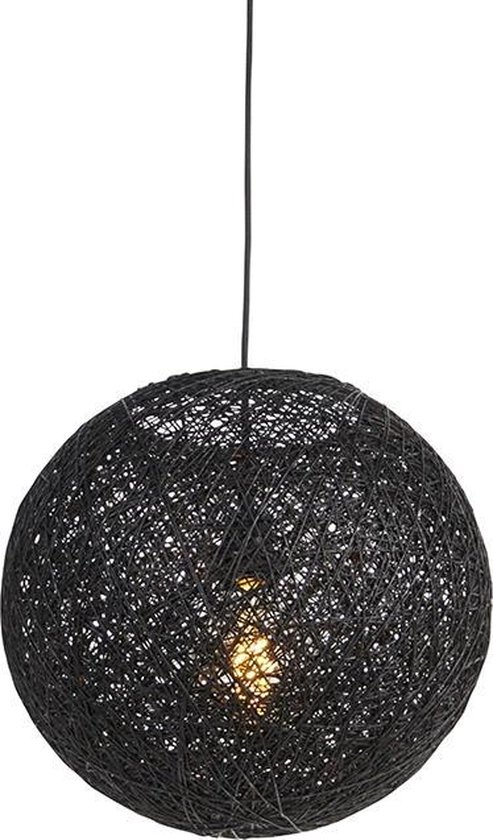 QAZQA corda - Moderne Hanglamp - 1 lichts - Ø 350 mm - Zwart - Woonkamer | Slaapkamer