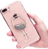 GadgetBay Glitter Wijnglas Transparant Hoesje iPhone 7 Plus 8 Plus