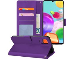 Hoesje - Geschikt voor Samsung Galaxy A41 - Luxe Bookcase - Walletcase Hoes - Portemonnee - Cover - Telefoonhoes - Paars