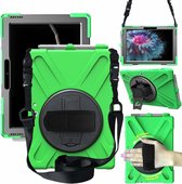 Microsoft Surface Pro X Cover - Hand Strap Armor Case Met Surface Pen Houder - Groen