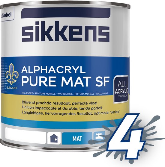 Sikkens Alphacryl Pure Mat Sf - Muurverf - Dekkend - Binnen - Water basis - Mat -