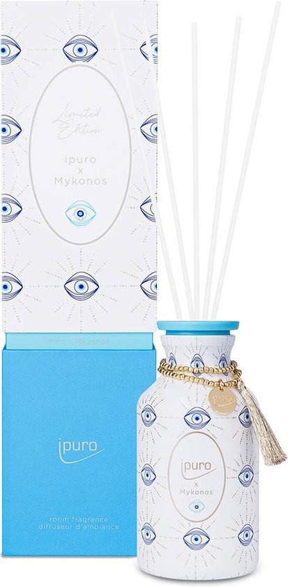 ipuro Limited Edition Mykonos diffuseur aromatique Flacon de parfum Verre, Plastique Bleu, Blanc