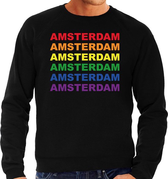Horen van Zelfrespect Perfect Regenboog Amsterdam gay pride / parade zwarte sweater voor heren - LHBT  evenement... | bol.com