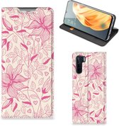 Magnet Case OPPO Reno3 | A91 Telefoon Hoesje Roze Bloemen