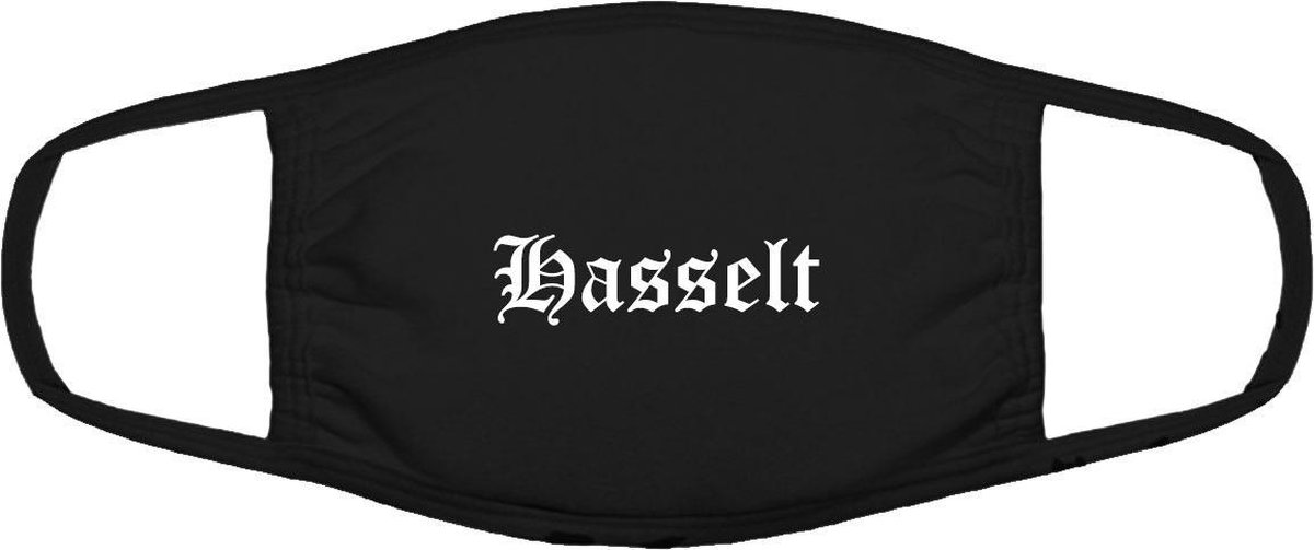 Hasselt mondkapje | gezichtsmasker | bescherming | bedrukt | logo | Zwart mondmasker van katoen, uitwasbaar & herbruikbaar. Geschikt voor OV