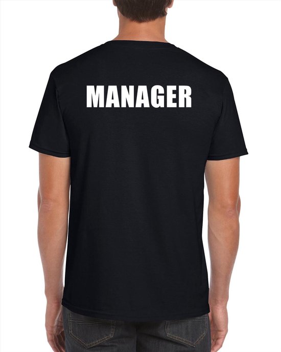 Manager t-shirt zwart voor heren - bedrukking aan achterkant - chef /  manager / baas... | bol