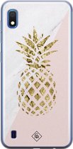 Samsung A10 hoesje siliconen - Ananas | Samsung Galaxy A10 case | Roze | TPU backcover transparant