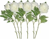 Set van 6x stuks creme witte pioenroos/rozen van 76 cm - Kunstbloemen boeketten - Huis woon decoraties