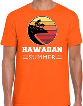 Hawaiian zomer t-shirt / shirt Hawaiian summer voor heren - oranje - beach party outfit / vakantie kleding / strand feest shirt XL