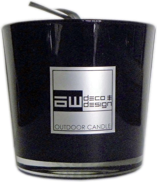 Deco & Design Outdoor Candle - Buitenkaars in glaspot - Luxueuze tuinkaars - zwart - D14,5cm - 38 branduren