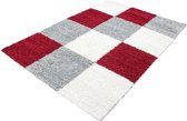 Hoogpolig vloerkleed Life - rood, beige - wit - 80x250 cm