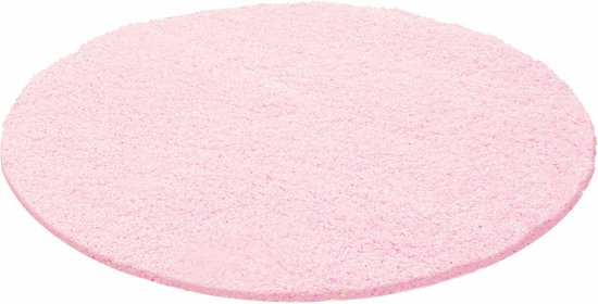 Hoogpolig vloerkleed Life roze - rond 80 cm