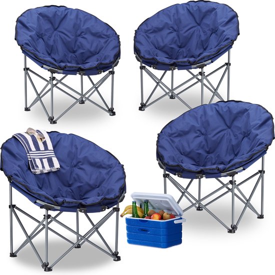 Relaxdays 4 x campingstoel papasan inklapbaar - XXL relax kampeerstoel  gepolsterd | bol.com