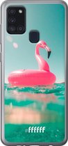 Samsung Galaxy A21s Hoesje Transparant TPU Case - Flamingo Floaty #ffffff