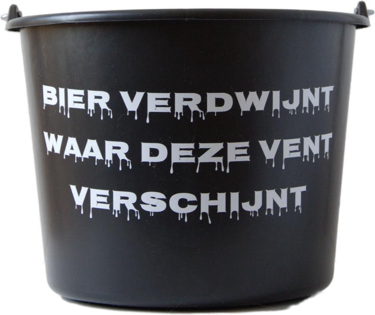 Goedkoopste Cadeau emmer – 12 liter – zwart – met tekst Bier verdwijnt waar deze vent verschijnt