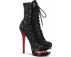Pleaser - BLONDIE-R-1020 Plateau Laarzen, Paaldans schoenen - Paaldans schoenen - 37 Shoes - Zwart/Rood