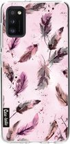 Casetastic Samsung Galaxy A41 (2020) Hoesje - Softcover Hoesje met Design - Feathers Pink Print