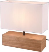 LED Tafellamp - Tafelverlichting - Trion Wooden - E27 Fitting - Rechthoek - Mat Wit - Hout - BES LED