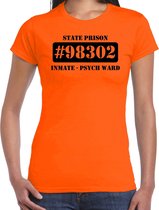 Boeven verkleed shirt psych ward oranje dames - Boevenpak/ kostuum - Verkleedkleding 2XL
