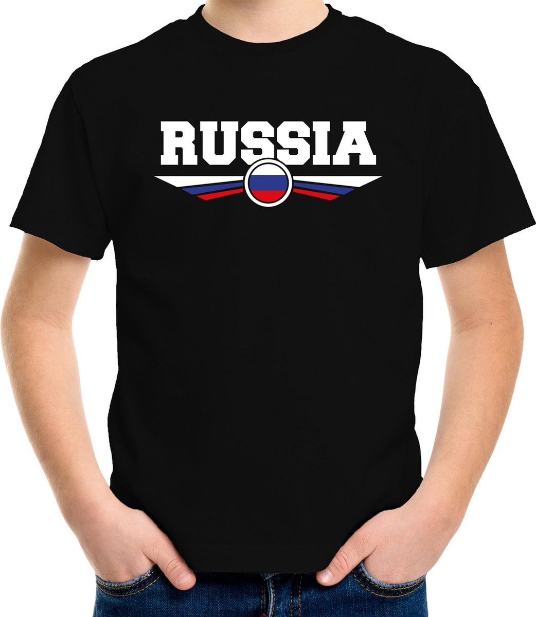 Rusland Russia Landen T shirt Met Russische Vlag Zwart Kids rusland-russia-landen-t-shirt-met-russische-vlag-zwart-kids