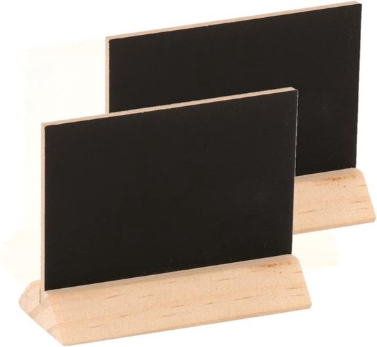 rotatie Caius Afslachten Set van 4x stuks houten mini krijtbordje/schrijfbordje/memobordje op voet 6  cm -... | bol.com