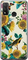 Huawei P Smart 2020 hoesje siliconen - Zonnebloemen / Bloemen | Huawei P Smart (2020) case | geel | TPU backcover transparant