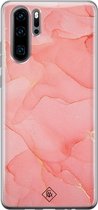 Huawei P30 Pro hoesje siliconen - Marmer roze | Huawei P30 Pro case | Roze | TPU backcover transparant