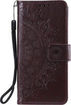 Shop4 - iPhone 12 Pro Max Hoesje - Wallet Case Mandala Patroon Donker Bruin