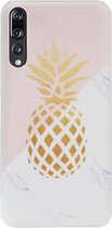 ADEL Siliconen Back Cover Softcase Hoesje Geschikt voor Huawei P20 Pro - Ananas Roze Goud