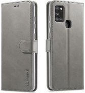 Luxe Book Case - Samsung Galaxy A21s Hoesje - Grijs