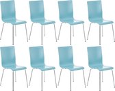 Clp Pepe Lot de 8 chaises pour salle d'attente - Siège en bois - bleu clair