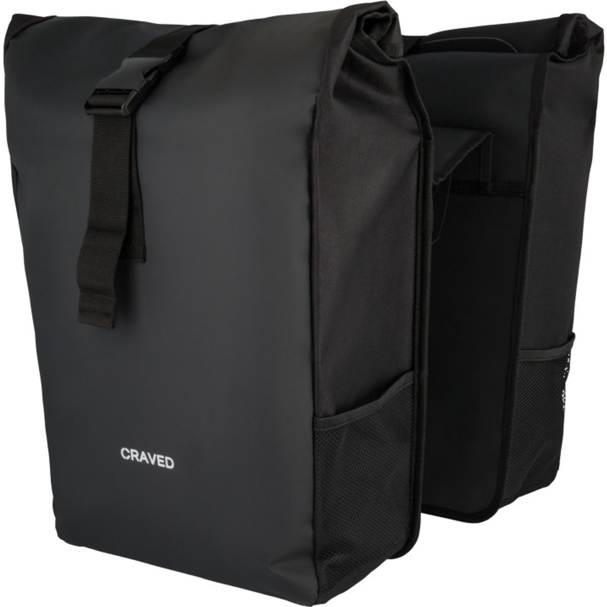 Craved Dubbele Fietstas Spark - Zwart - 48 Liter - Rolltop Fietstassen - Elektrische fietsen