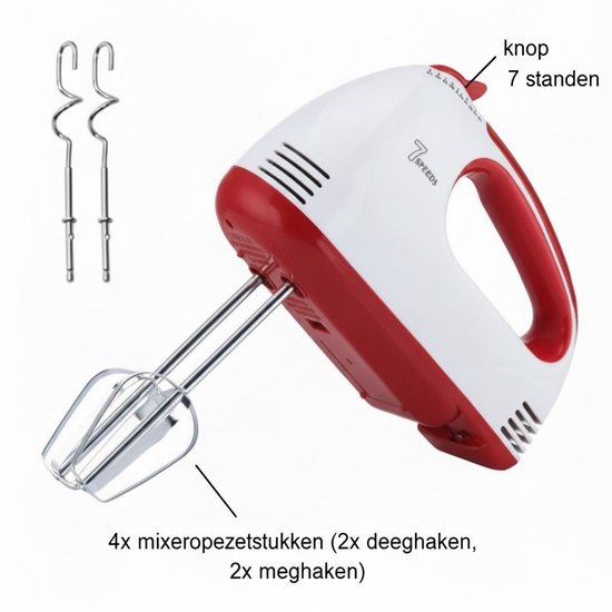 Rosberg Handmixer - 7 Snelheden - Inclusief Deeghaken en Kloppers van Rosberg — afbeelding 4
