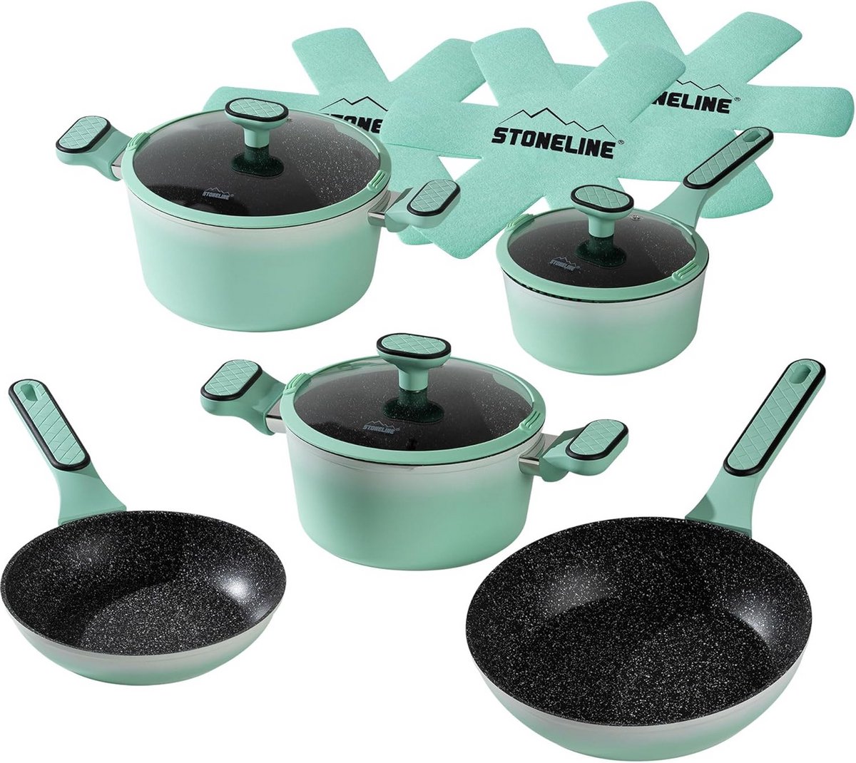 Stevige 11-delige Kookpannenset met Deksel - Non-Stick
