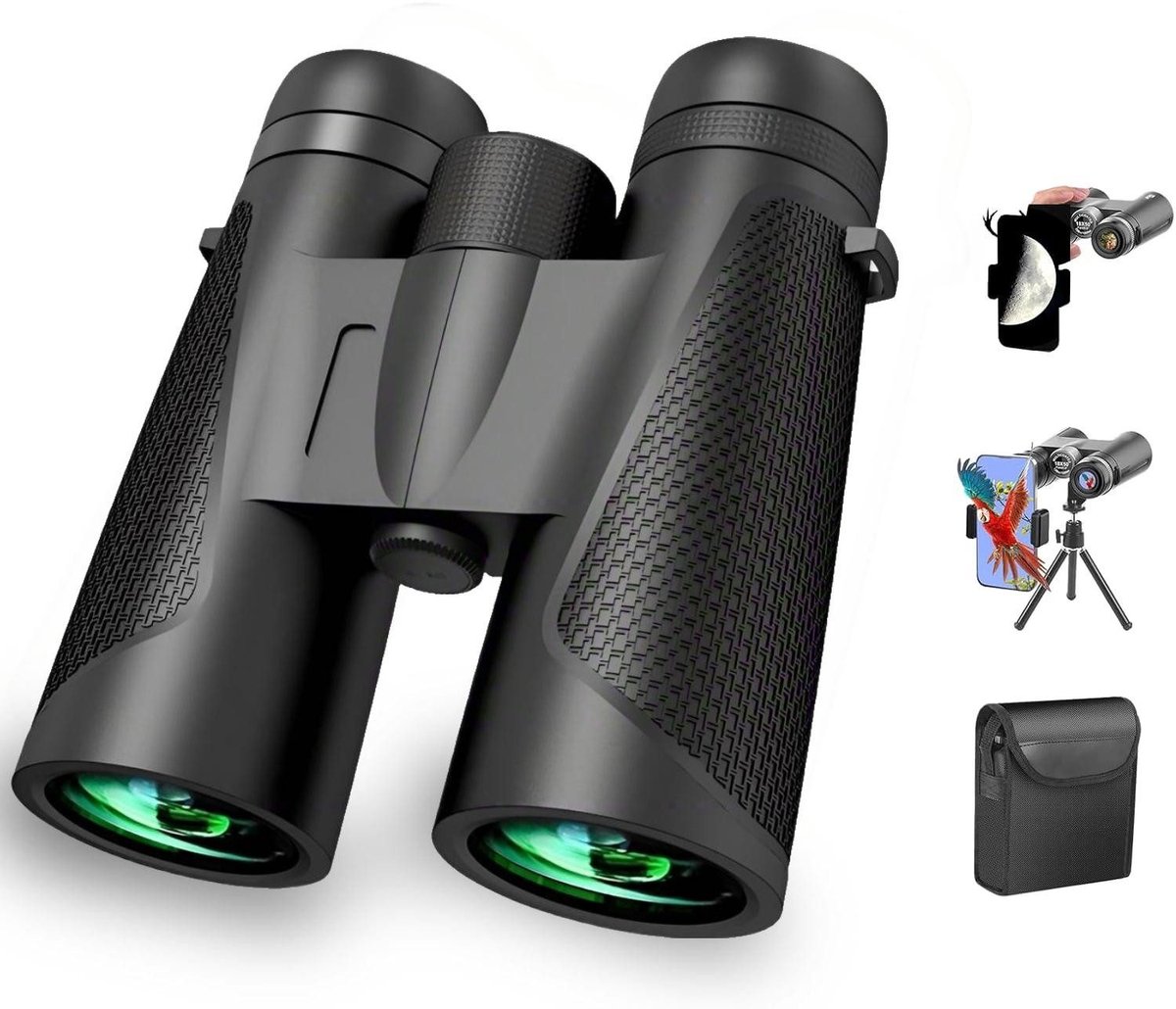 IBETTERTEC - 12x42 verrekijker - Met BAK4 prisma’s - Nachtzicht verrekijker - Hoge vergroting - Met scherpstelknop - Statiefaansluiting - Antislip ontwerp - Binoculars voor outdoor en natuur