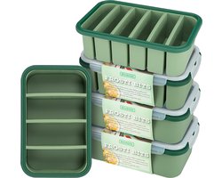 Bourgini Frosti Bits – Duplo Dinner Diepvriesbakjes set – 5 Siliconen Meal Prep Bakjes – Lekvrij – BPA-vrij