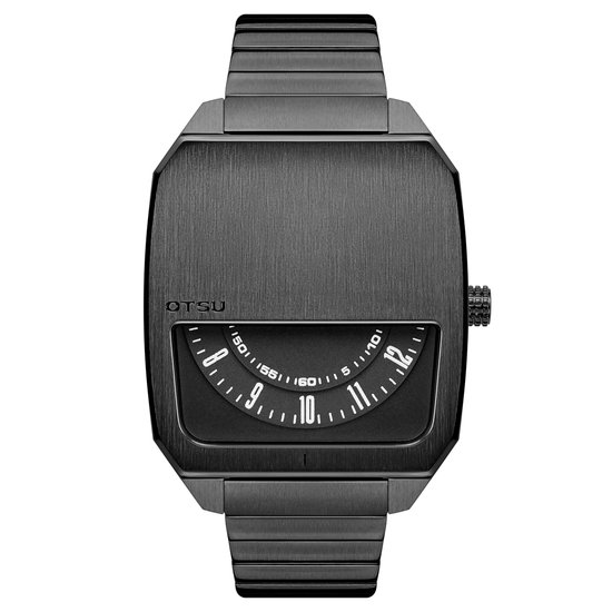 Hoc | Gunmetalgrijs Roestvrijstalen Horloge met Halve Wijzerplaat