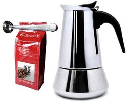 Moka Express Koffiezetapparaat voor Inductie - 6 Kopjes - Inclusief Opscheplepel en Zakjesklem