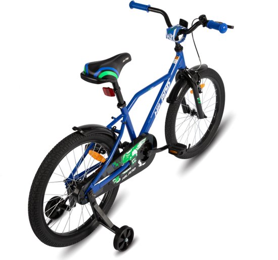 Hiland Stoere Jongensfiets - 20 Inch - Met Zijwieltjes & Standaard - Handrem & Terugtraprem - Blauw - Geschikt voor buitenactiviteiten in de lente van Hiland — afbeelding 3
