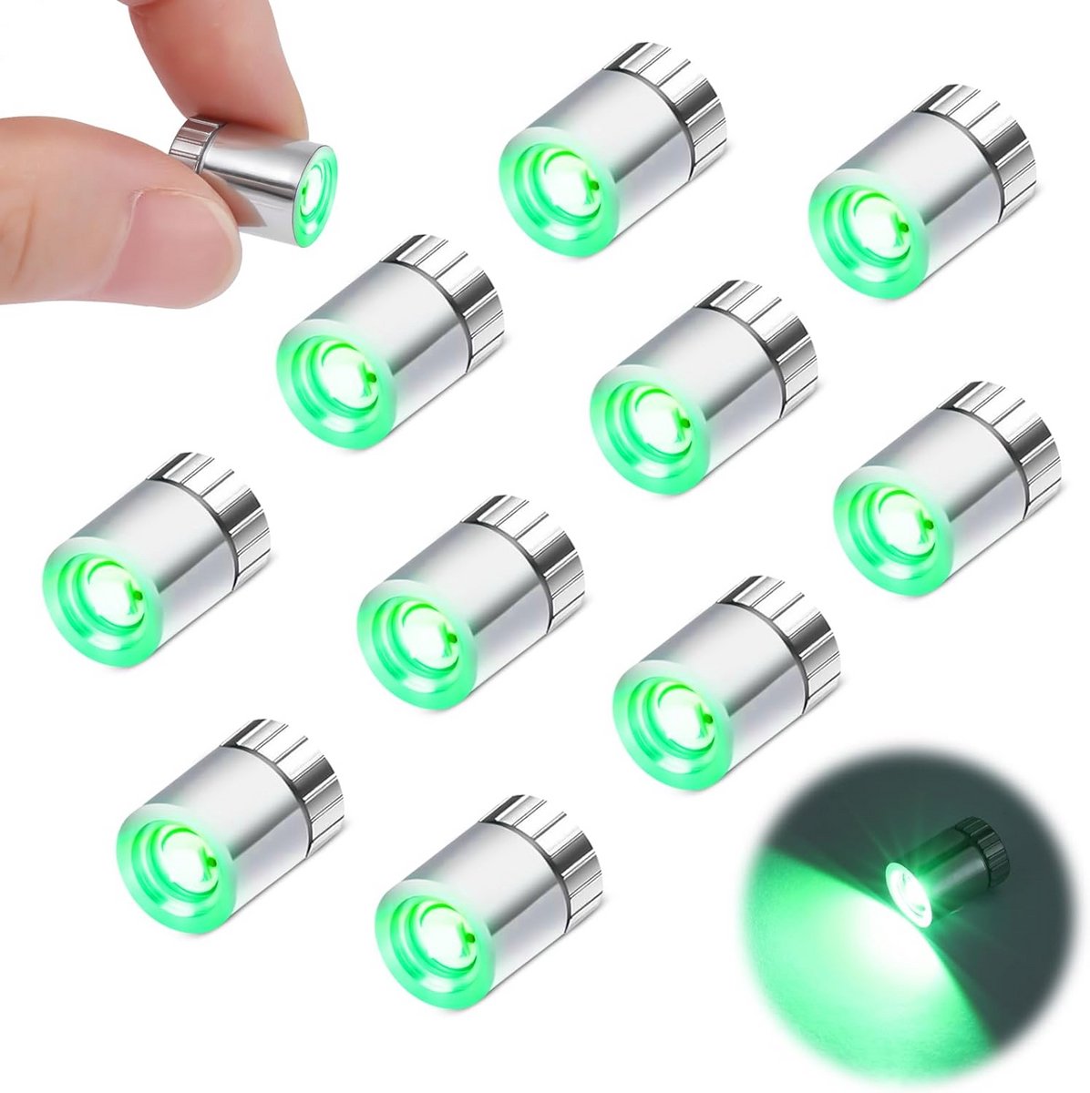 10x Mini LED Lampjes Groen op Batterij voor Poppenhuis, Decoratie & Knutselprojecten