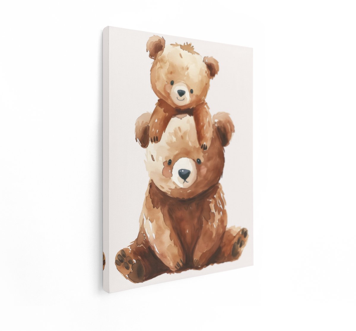 Artaza Canvas Schilderij Beren - 60x80 cm - Wanddecoratie Kinderkamer - Muurdecoratie Babykamer - Decoratie Waterverf Dieren