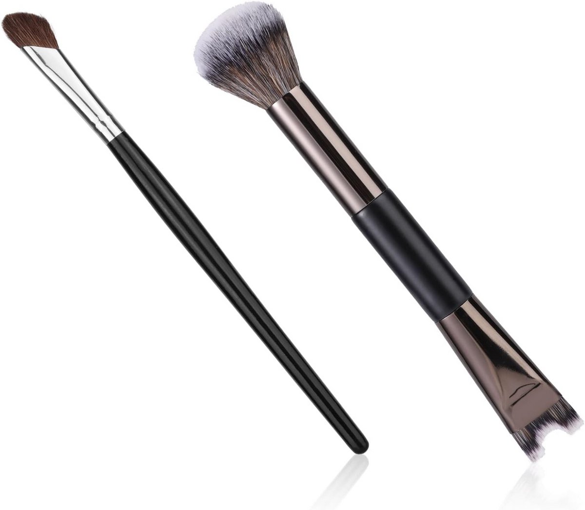 2-in-1 Neuscontourpenselen Set - U-Vormig & Hoekig - Voor Precisie Contouring & Highlighting