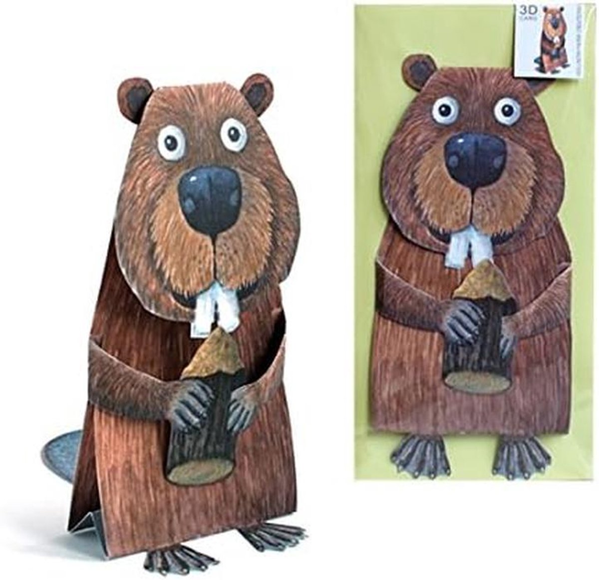 Grappige 3D Pop-up Verjaardagskaart Bever met Grote Tanden