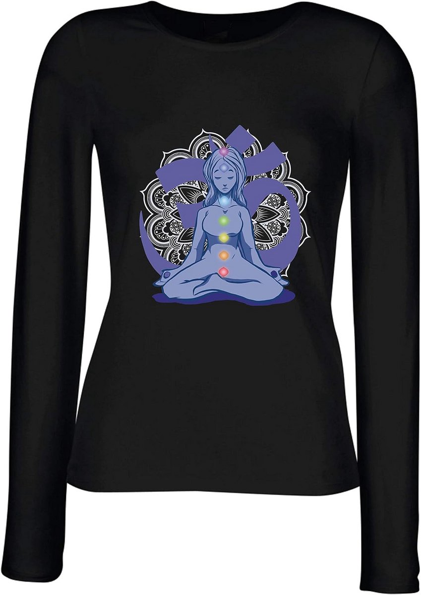 Dames T-Shirt Lange Mouwen Yoga Meditatie Asana Mandala Print