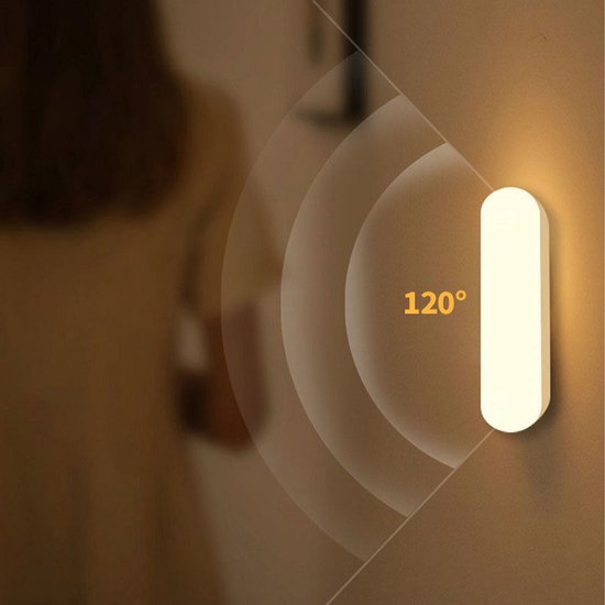 Nachtlampje - Nachtlampje volwassenen - Nachtlampje kinderen - nachtlamp - sensorlamp - bewegingssensor (PIR) - LED - wit licht - magnetisch - oplaadbaar USB-C - 120° - 14 cm - 1 stuk - wit van Aigostar — afbeelding 4