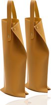 Mémoire® VinoPorta Oker Geel 2 stuks - Luxe Wijntas & Wijndrager - Stijlvolle Wijngeschenkverpakking - Wijncadeauverpakking - Draagtas Wijn - Herbruikbaar, Duurzaam & Elegant Design - Perfect voor Cadeaus, Feestjes & Speciale Gelegenheden