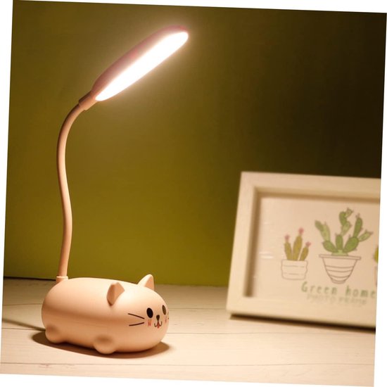 Bureaulamp - Bureaulamp led - leeslamp - studielamp - tafellamp - nachtlampje - opvouwbare lamp - USB oplaadbaar - 400 mAh - 1 stand - ABS - 0,6 W - 9 x 7 x 18 cm - kat vorm - roze — afbeelding 3