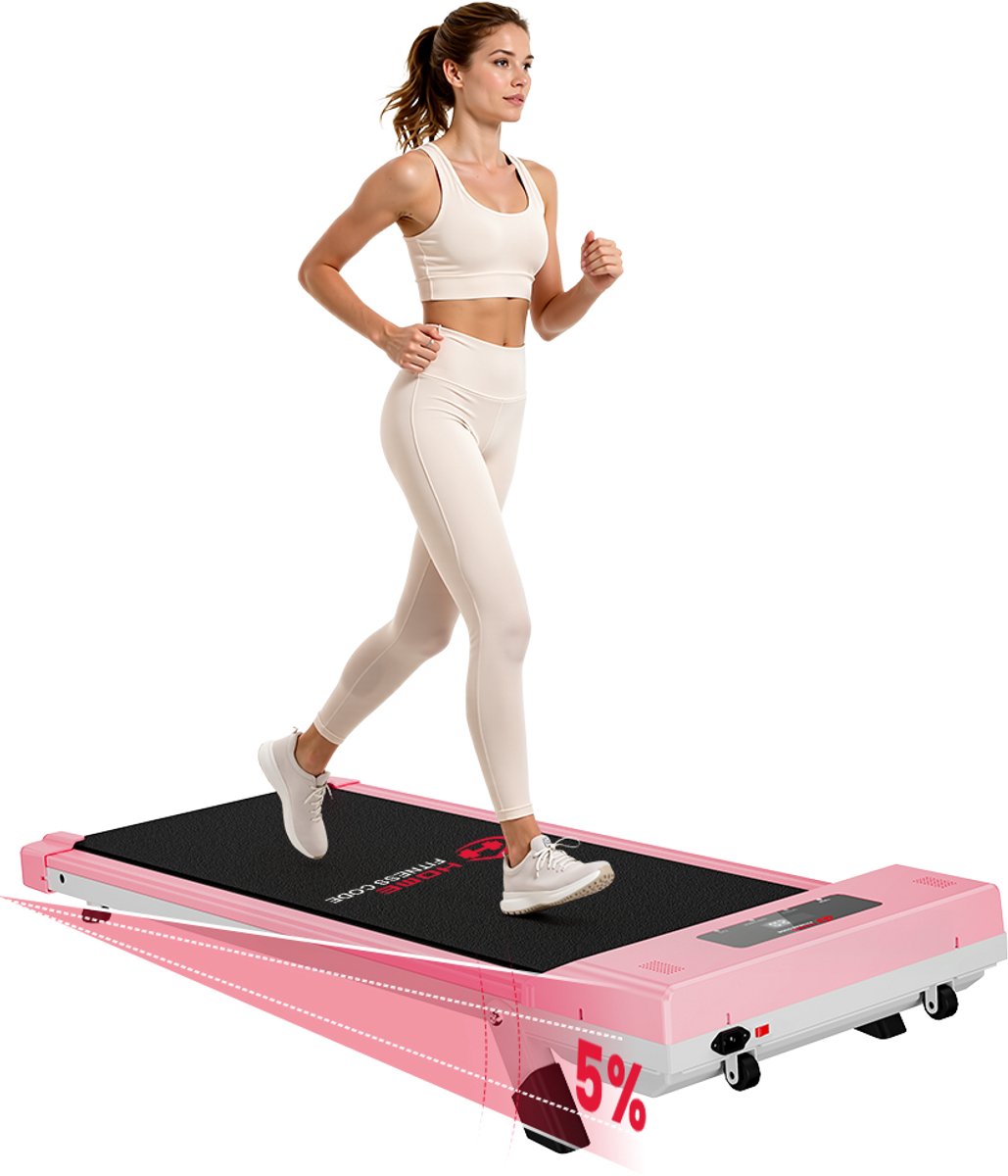 Draagbare loopband - Elektrische loopband - 1-10 Km/u instelbare snelheid - met LED-scherm en transportwielen - Roze